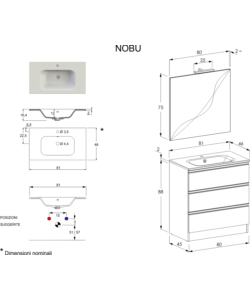 MOBILE BAGNO "CANOVA" ROVERE, 80 CM
